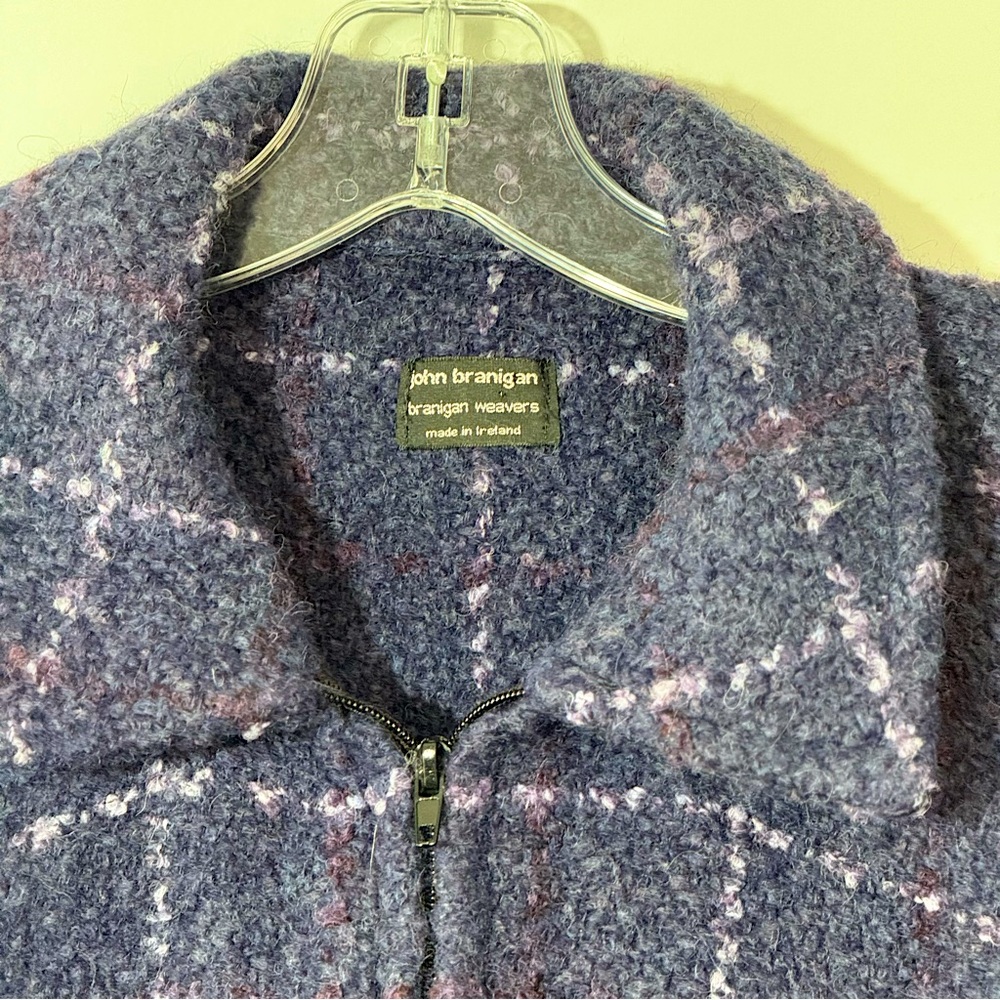 John Branigan Weavers Ireland Poncho Cape Jacket Blue Plaid Wool Tweed Boucle OS - Picture 12 of 16